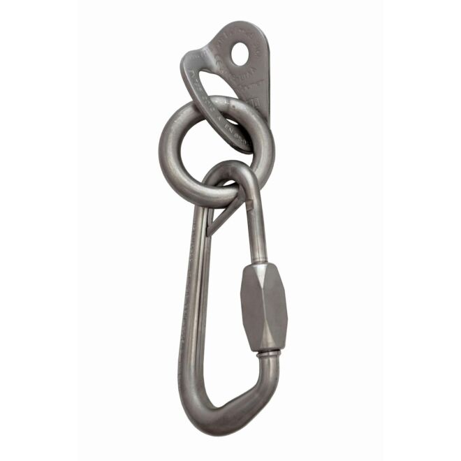 Raumer Placchetta inox Rock Ø10 + Anello Ø10 + Moschettone Ring Safety 13 Marina version