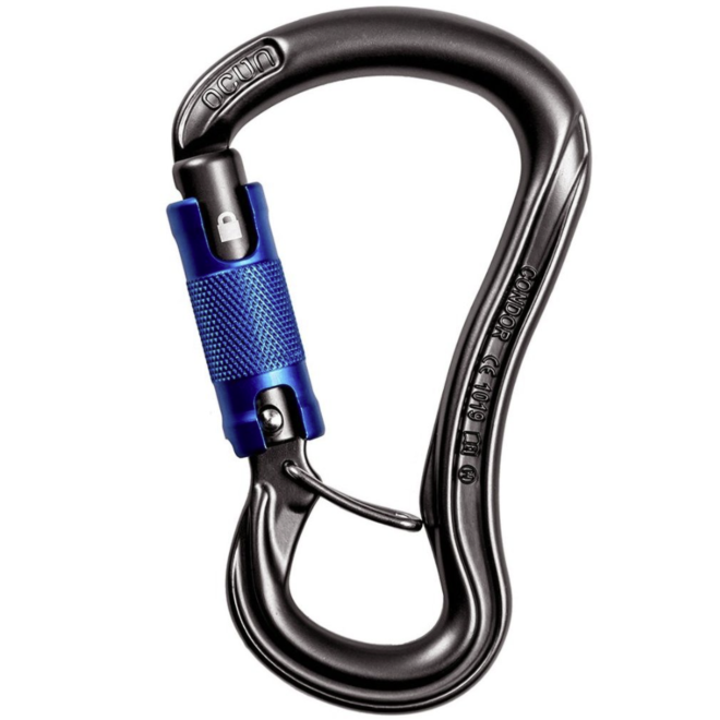 Petzl GriGri belay device and climbing carabiner