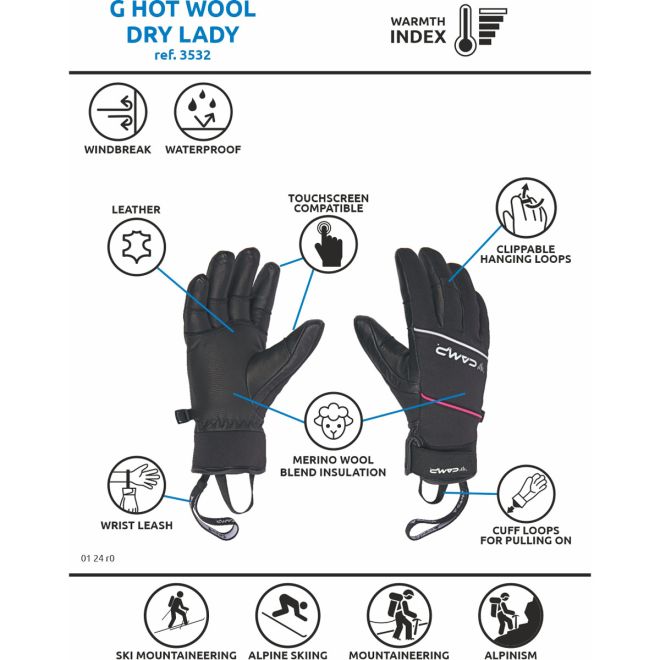 CAMP G Hot Wool Dry Lady women's mountaineering gloves