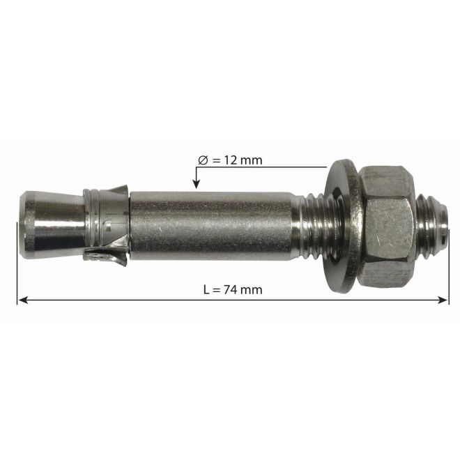 Raumer Hang Fix inox M12C φ12x74mm βίδα επέκτασης