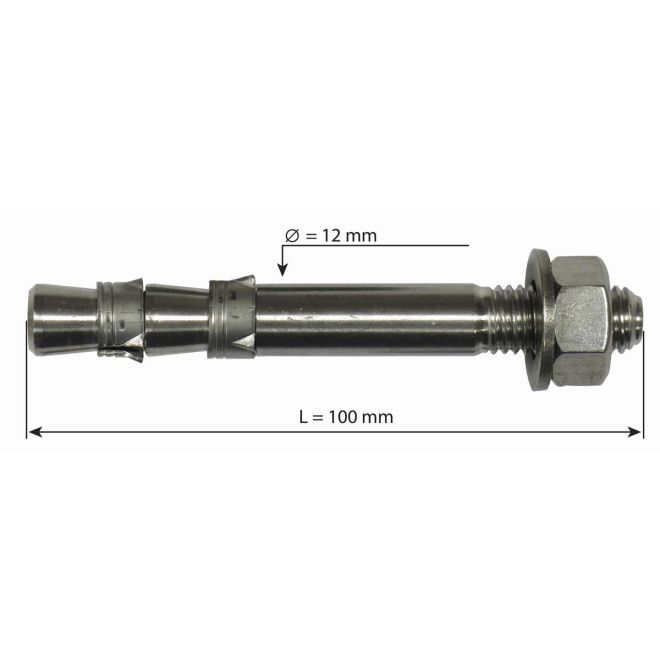 Raumer Hang Fix inox M12L φ12x100mm βίδα διπλής επέκτασης