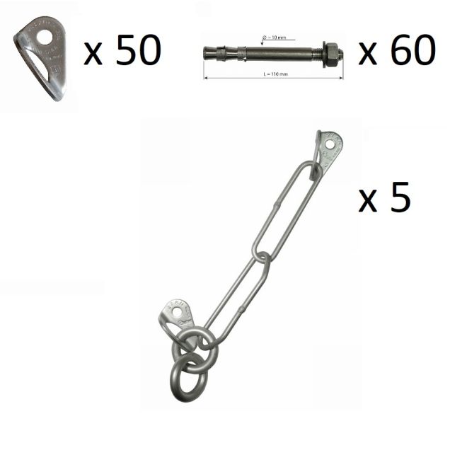 Oliunìd Kit Doppelring-Kettenstände Hackenlaschen Dübel x5