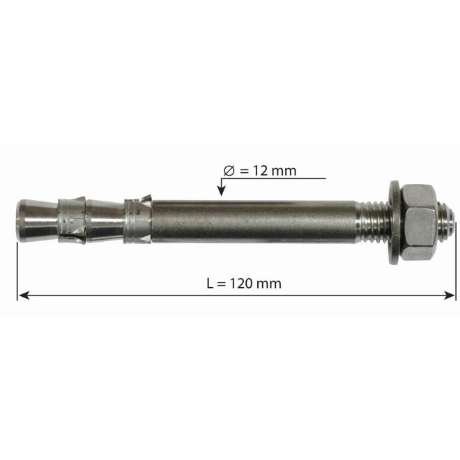 Raumer Hang Fix inox M12XL 12x120mm διπλή επεκτατική βίδα